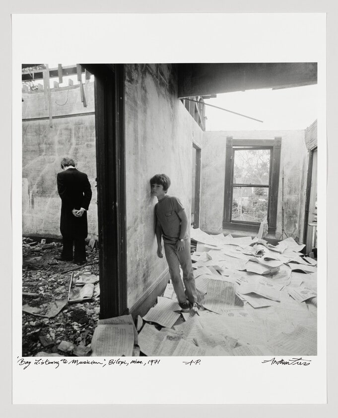 Boy Listening to Musician, Biloxi, Miss.