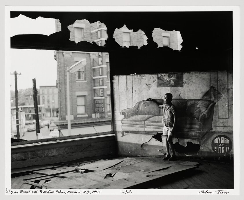Boy in Burnt Out Furniture Store, Newark, N.J.