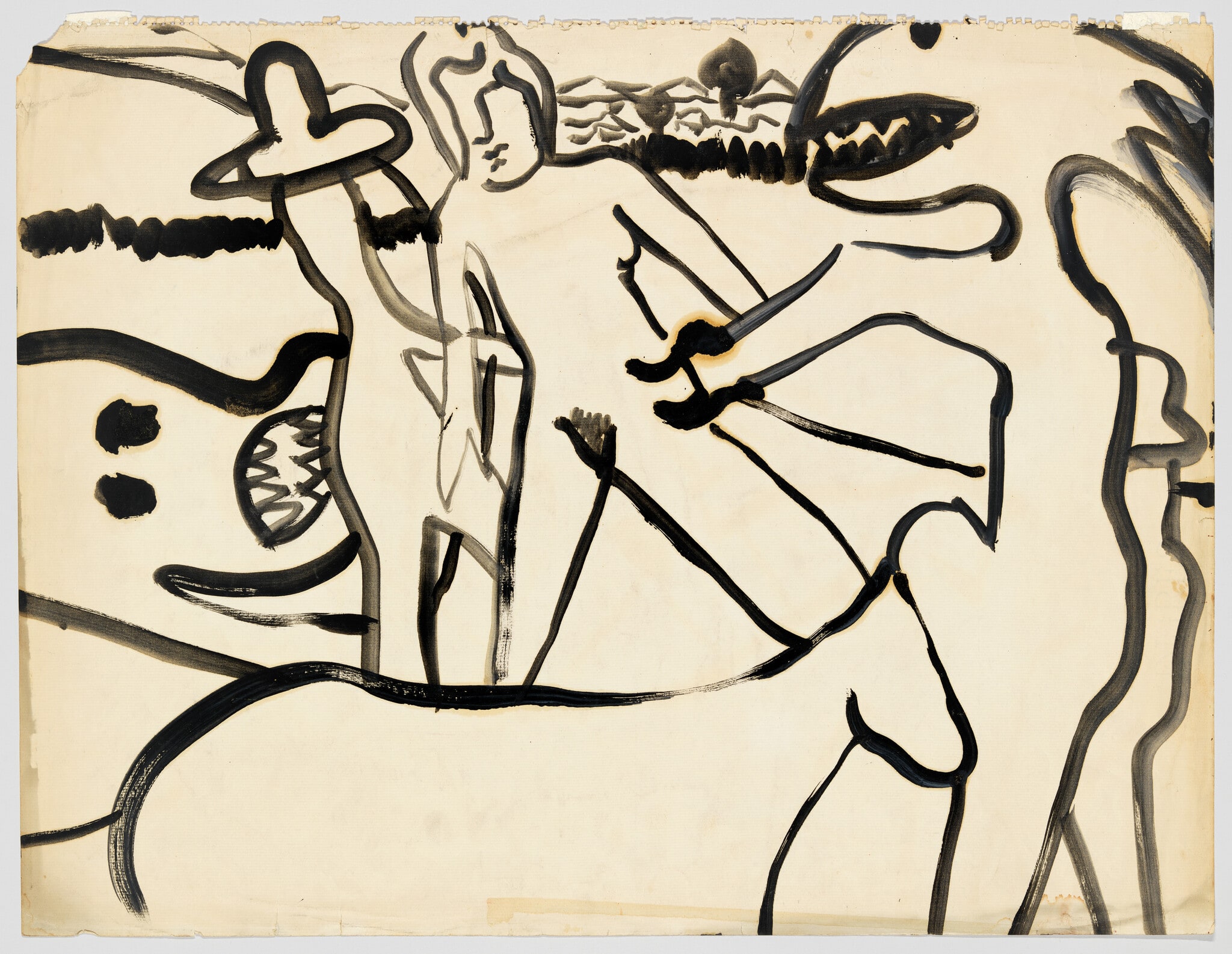 Untitled (Study of figures and animals in landscape)