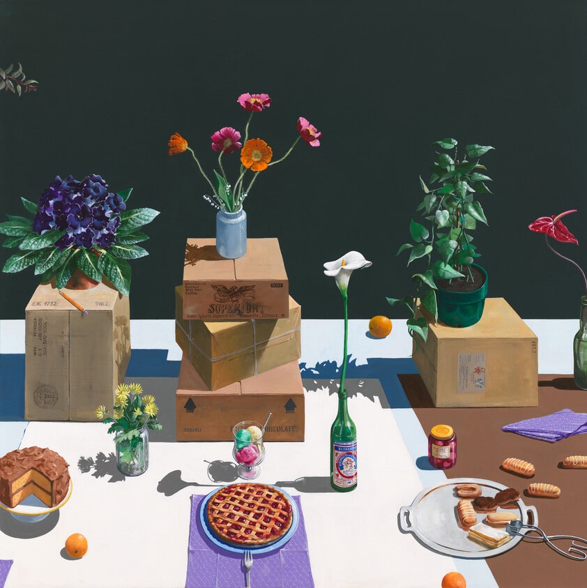 "Dutch" Still Life with Flowers, Cartons and Desserts