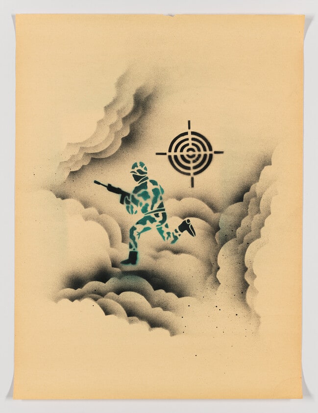 Untitled (Running Soldier in Camouflage and Gunsight)