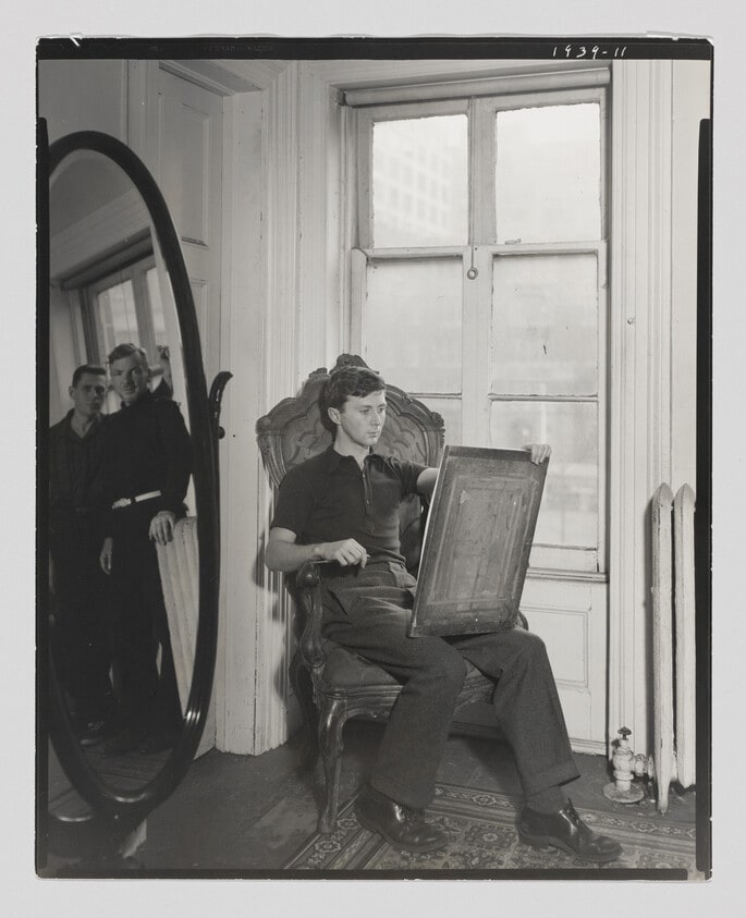 George Tooker at 5 St. Luke’s Place with Paul Cadmus and Jared French in Mirror