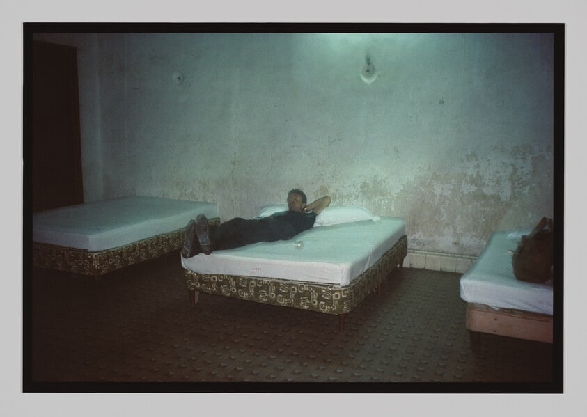 Brian in hotel room w. three beds. Merida, Mexico. 1982