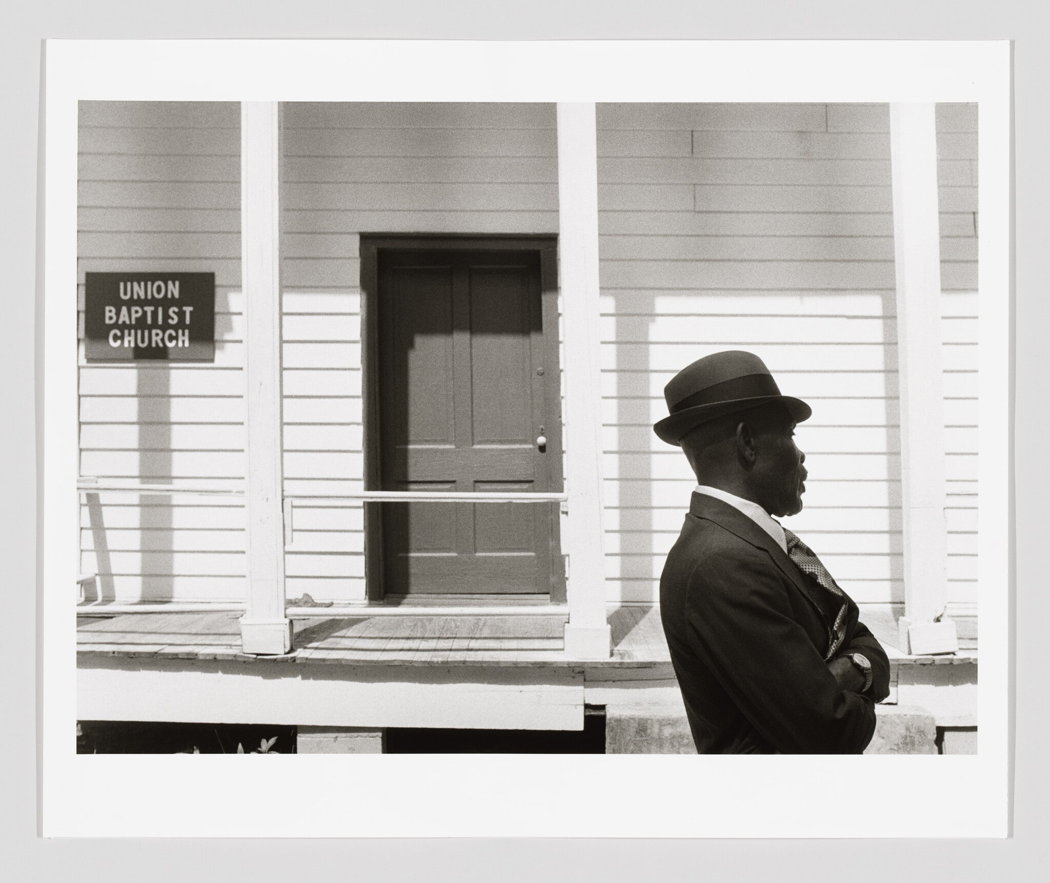 A Man Standing in Front of Union Baptist Church, Daufuskie Island, SC