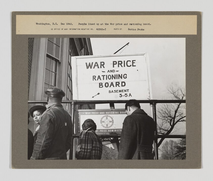 Washington, DC, December 1942 (people lined up at the War Price Rationing Board)