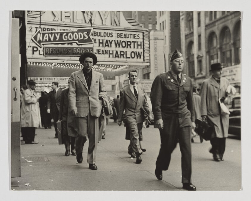 Billy walking along 42nd St. after his steak dinner