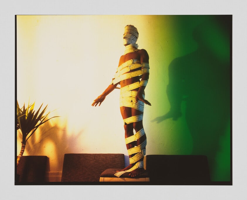 (Standing Male Nude, Wrapped in Money)