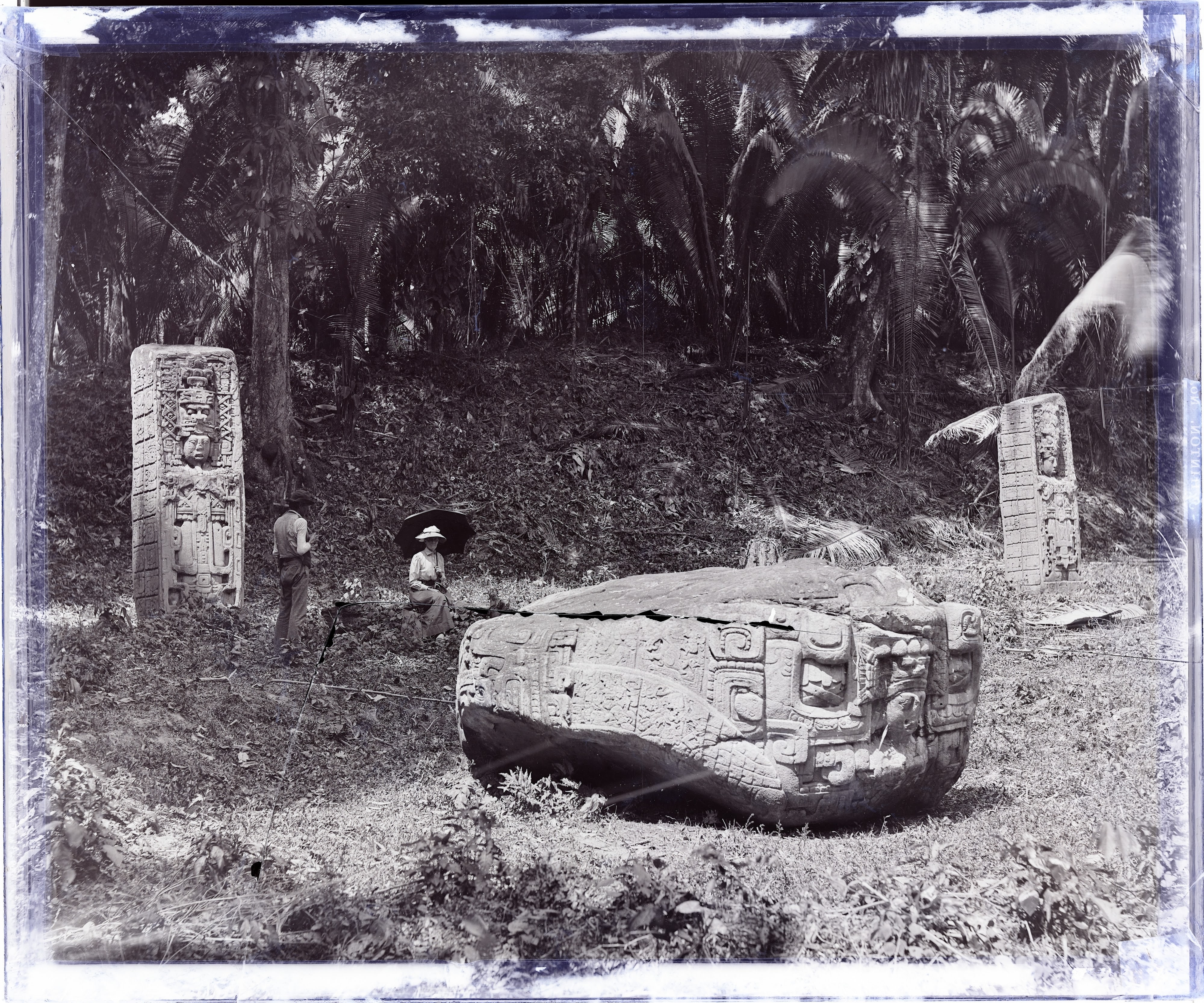 Photograph of a drawing of Quiriguá taken by A.P. Maudslay