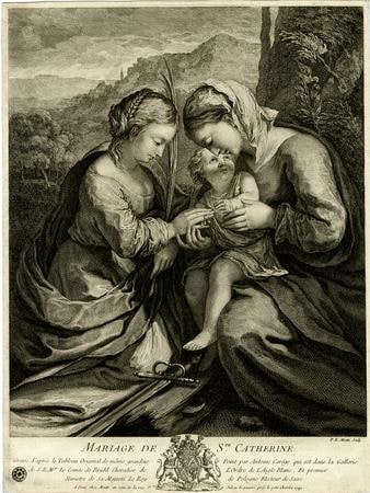 Object: Mariage de Ste Catherine | Series: Recueil d'estampes gravées d'après les tableaux de la galerie de S. E. M. le Comte de Brühl