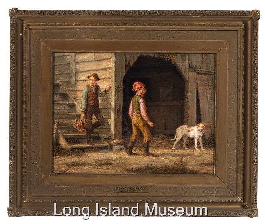 Boys with Dog at Woodshed