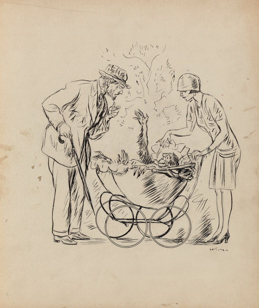 [Man, woman, and monkey]