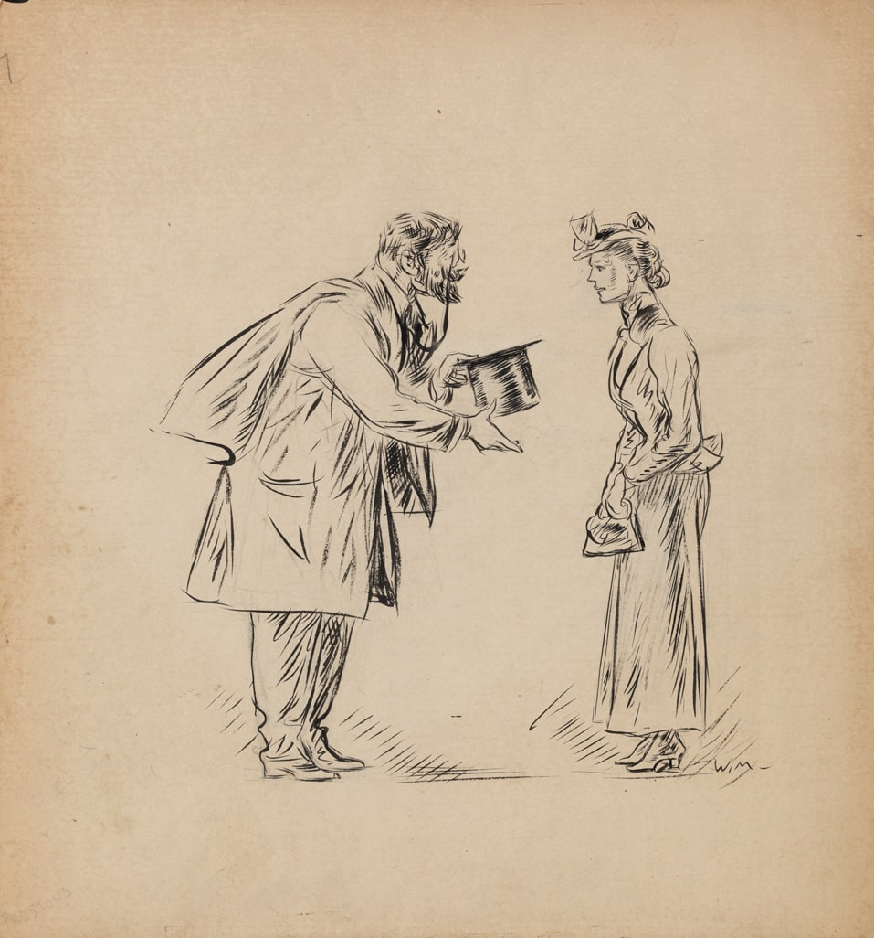 [Man talking with woman]