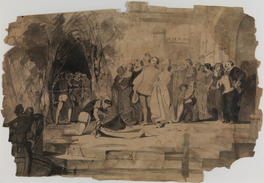[Sir Walter Raleigh laying down his cloak for Queen Elizabeth]