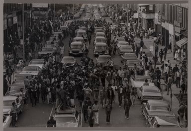 Untitled (Funeral Procession For Attica Prison Uprising Victims Thomas Hicks, John Barnes, Emanuel Johnson, Rafael Vasquez, Harold Thomas and Frank Williams), Brooklyn, New York, September 25, 1971