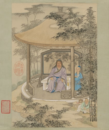 清人画颙琰道装像轴