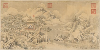 清人画弘历赏雪图轴