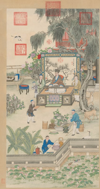 清人画弘历薰风琴韵图轴