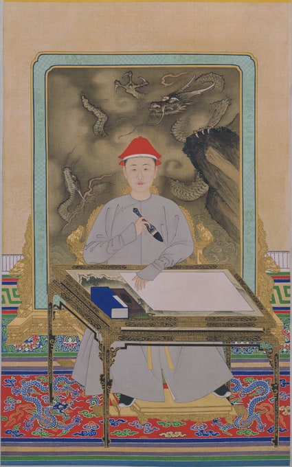 清人画玄烨常服像轴