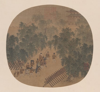 纨扇画册-宋人春游晚归页