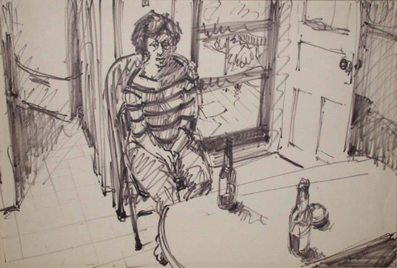 Kitchen with Figure
