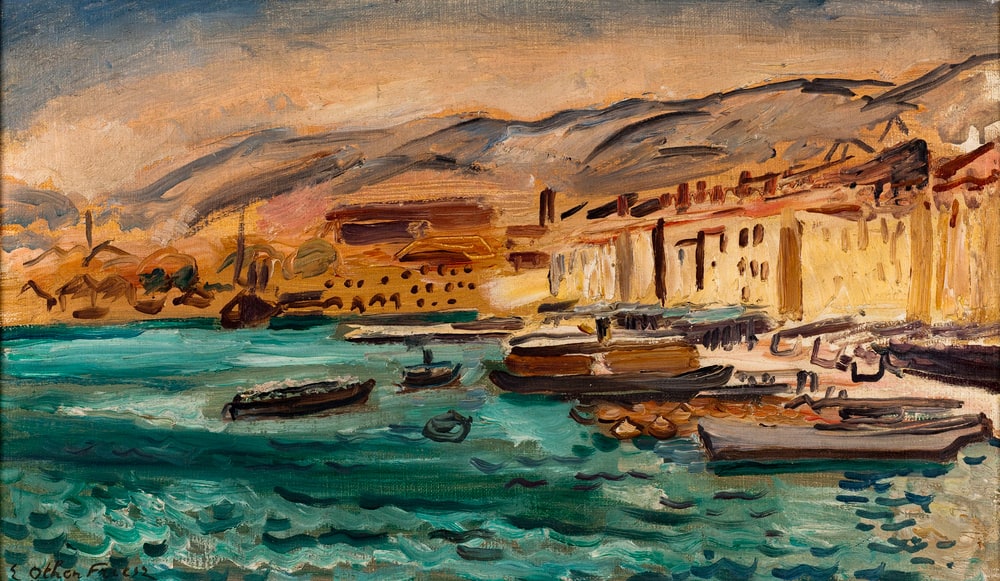 Le port de Toulon au soleil couchant