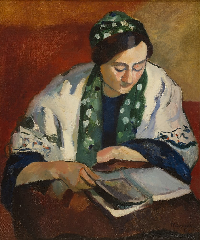 La liseuse au bonnet vert