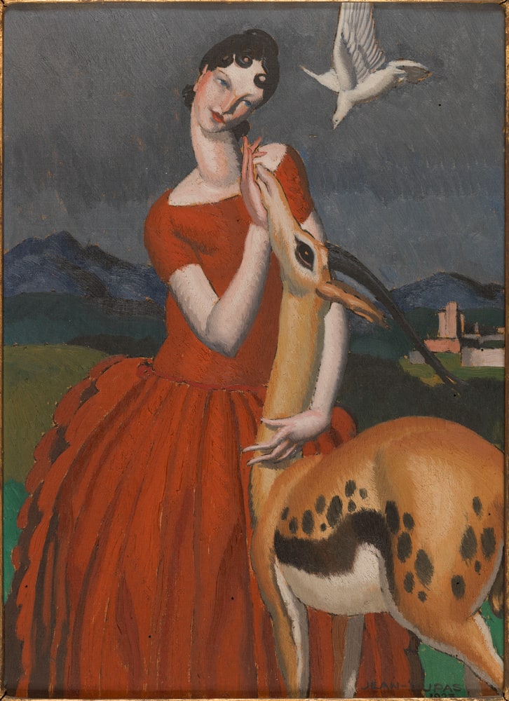 Dame à l'antilope et colombe