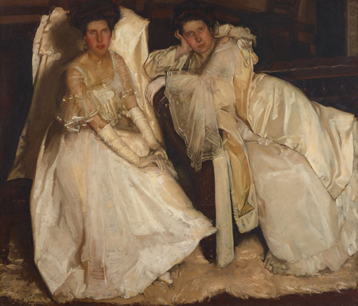 Two girls in white