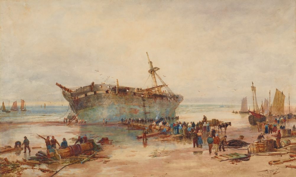 Clearing a wreck, coast of Picardy