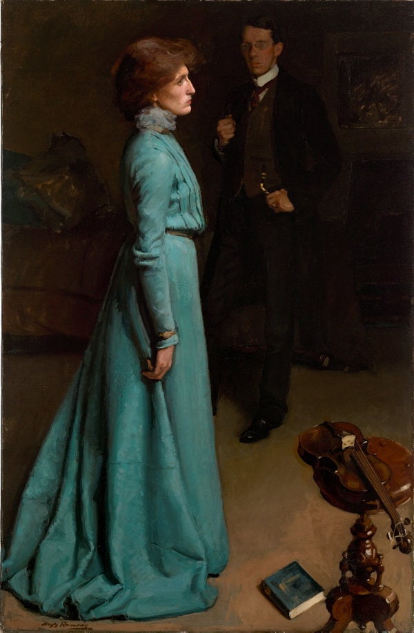 A lady in blue