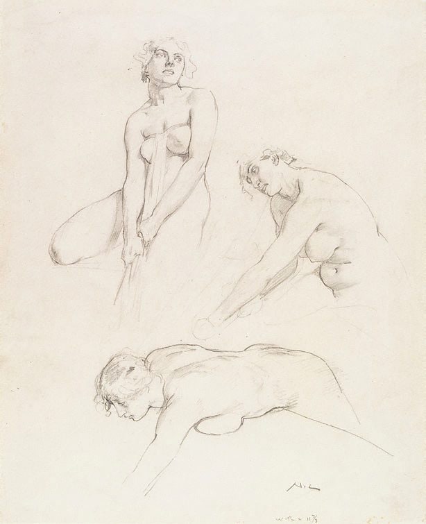 Three female nude studies