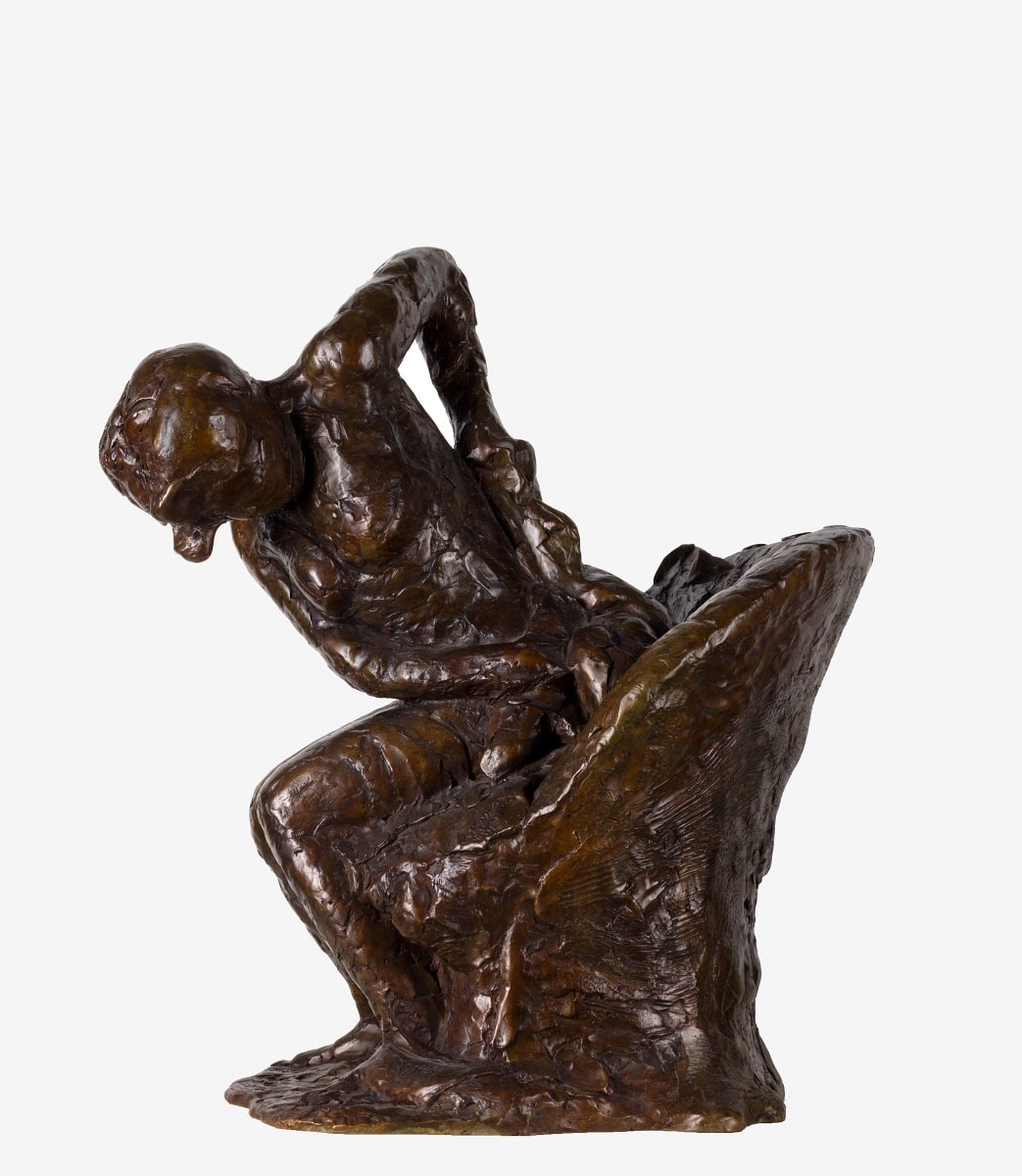 Seaated woman, wiping Her Left Hip