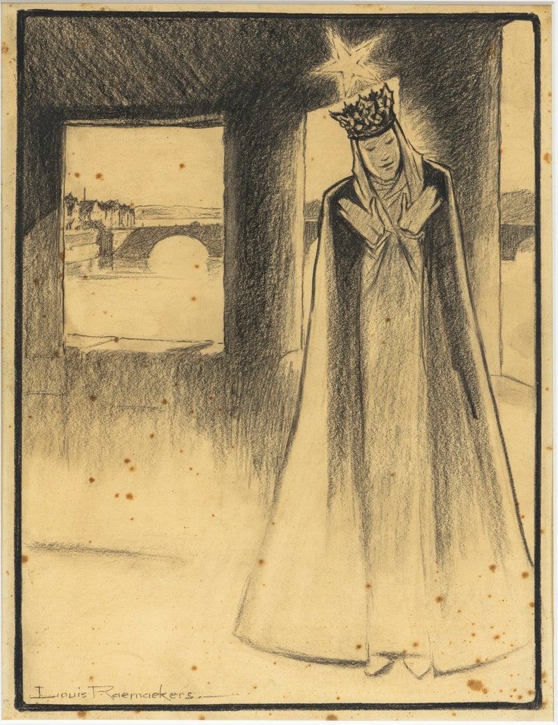 Gekroonde maagd Maria in nis Wilhelmhabrug