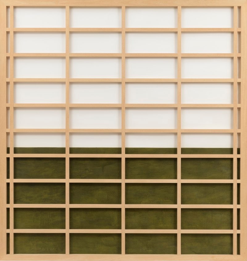 Tekening met houten raster