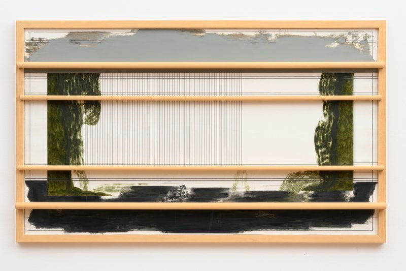 Tekening met houten latten