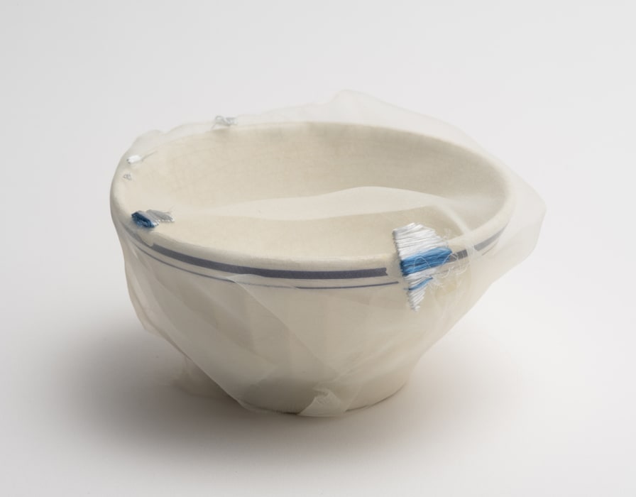 Renovated: R.D.'s café au lait bowl with blue lines