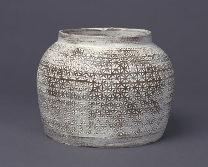 Vase with Iron Inlay, Mishima Type