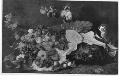 Stillleben (Früchte und zwei Affen)
