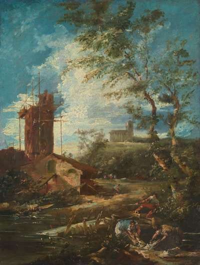 Landschaft mit unvollendetem Turm