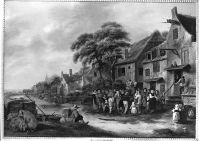 Bänkelsänger vor der Dorfschenke