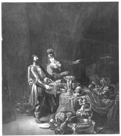 Odysseus und Athene verbergen die trojanische Beute