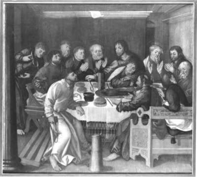 Erster Wettenhauser Altar: Das Letzte Abendmahl
Rückseite: Kreuztragung Christi