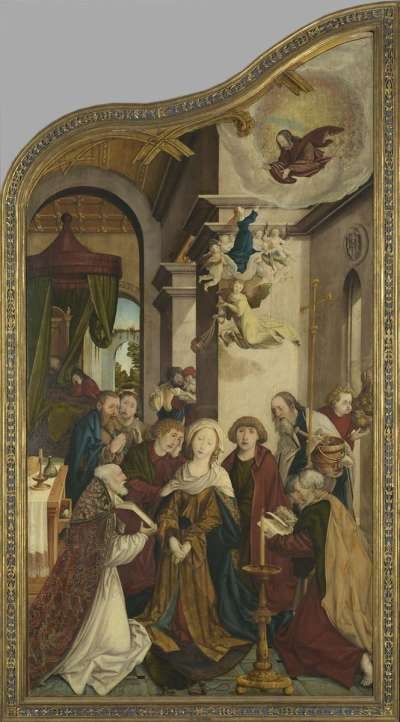 Wettenhauser Hochaltar: Tod Mariae
Rückseite: Abschied Christi (rechte Hälfte) mit Stifter Ulrich Hieber
