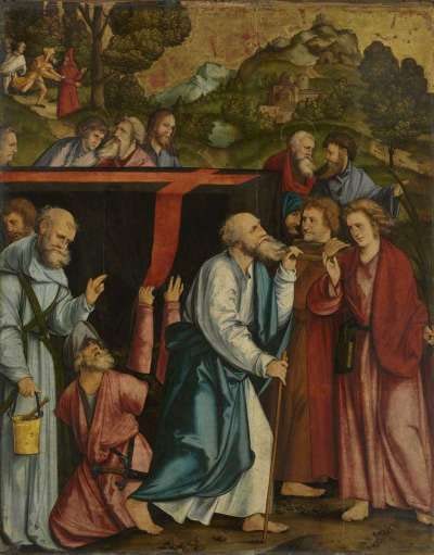 Christgartner Altar: Grabtragung Mariens
Rückseite: Fall Christi auf das Kreuz