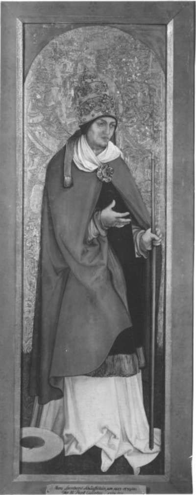 Flügel eines Diakonsaltares: Hl. Papst Kallistus
Rückseite: Hl. Stephanus