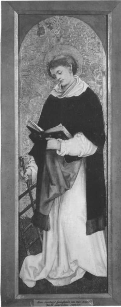 Flügel eines Diakonsaltares: Hl. Laurentius
Rückseite: hl. Vincentius von Valencia