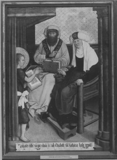 Mindelheimer Sippenaltar: Elisabeth und Zacharias mit Johannes dem Täufer
