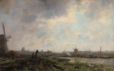 Holländische Landschaft mit Treidler