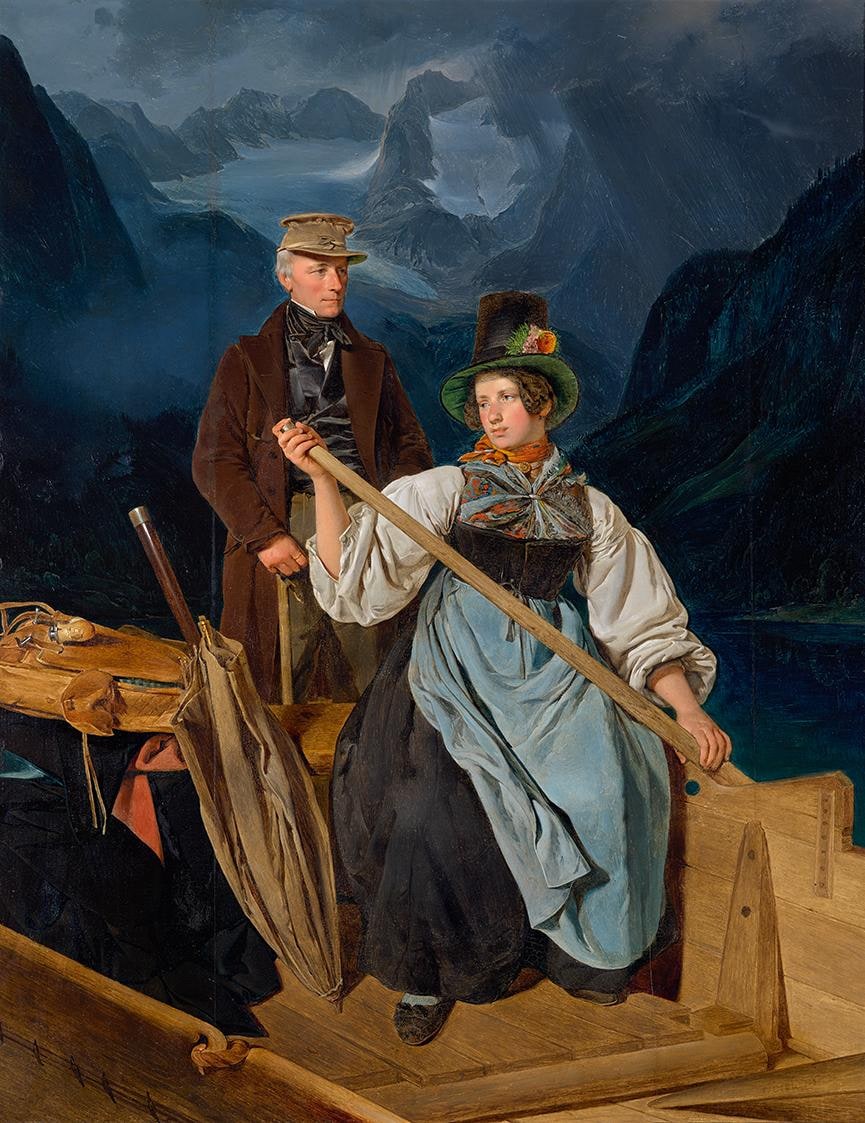 Boat Trip of the Painter Franz Steinfeld Across Lake Gosausee