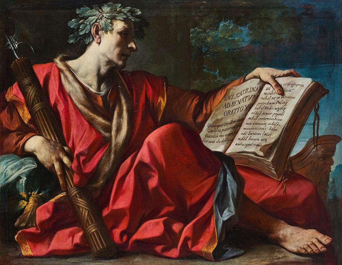 Cicero Seated with His First Speech against Catiline in Hand